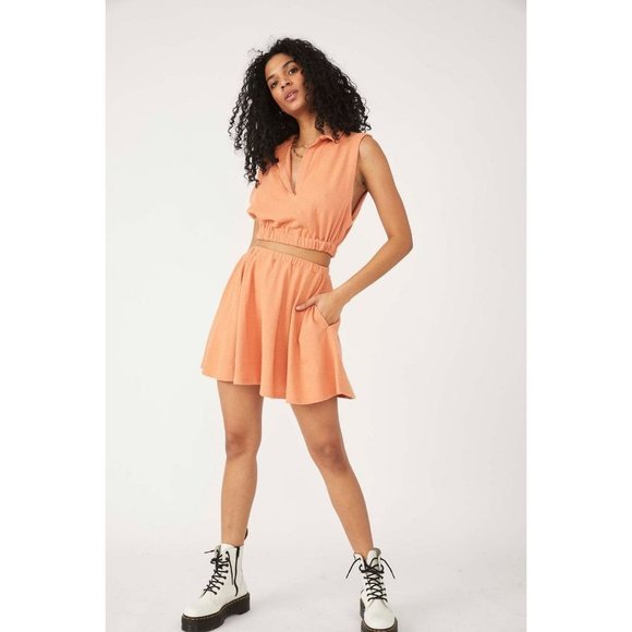 Free People Beach Ace Set Matching Two Piece Skort Skirt Shorts Cropped Tank Top - Picture 16 of 16